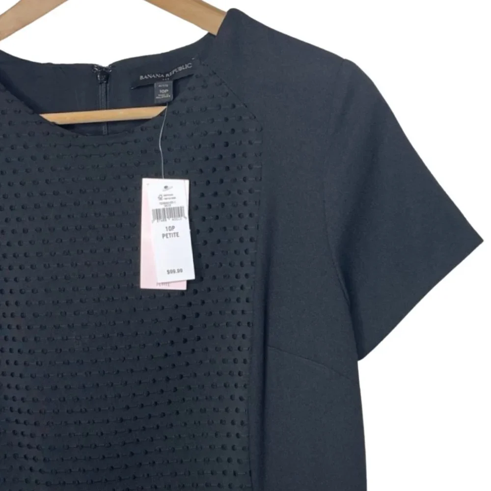 BANANA REPUBLIC | NWT Sophisticated Black Dress with Polka Dots | Size 10P - Picture 3 of 11